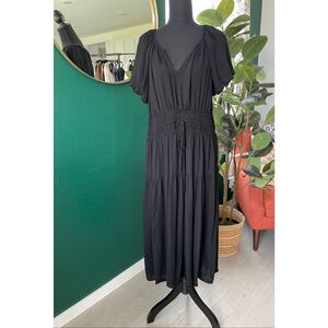 Universal Thread Smocked Maxi Dress Womens XL Black Boho Peasant Cottagecore